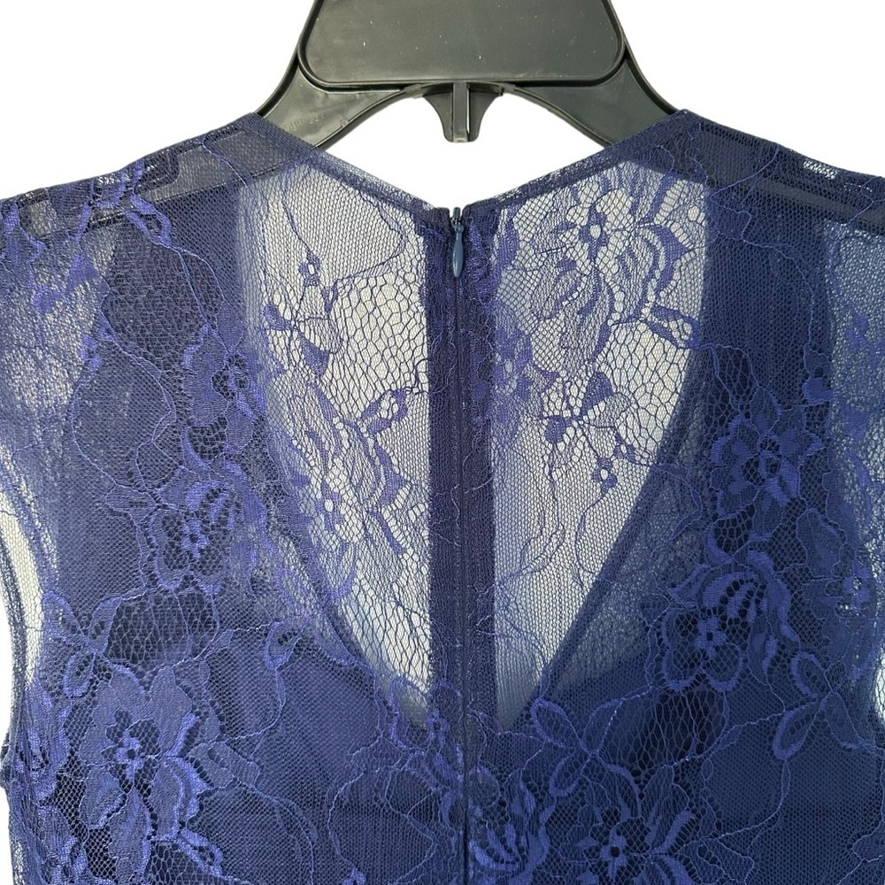 LAURA PETITE ROYAL BLUE V-NECK RHINESTONE DETAIL PROM FORMAL EVENING GOWN SIZE 4 - Picture 14 of 16